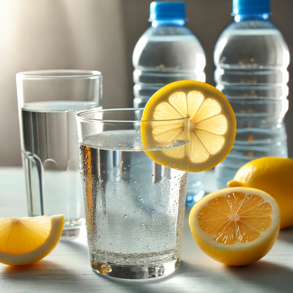 A refreshing glass of water with lemon slices to promote hydration."