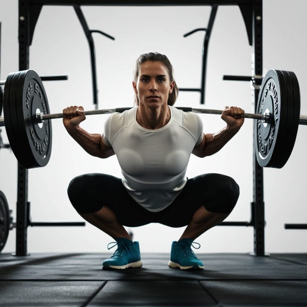 "Person lifting heavy weights in the gym to build muscle mass through compound exercises."