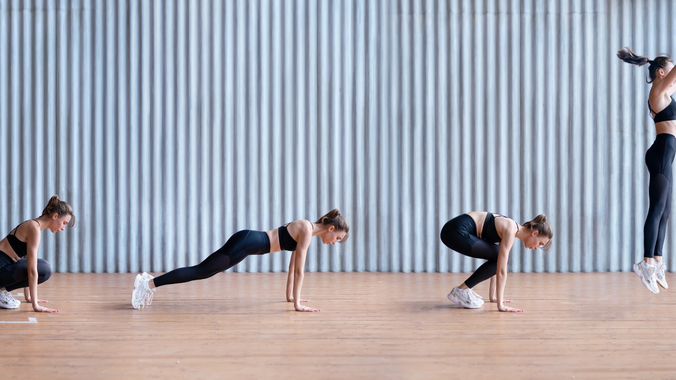 A person doing a bur-pees exercise