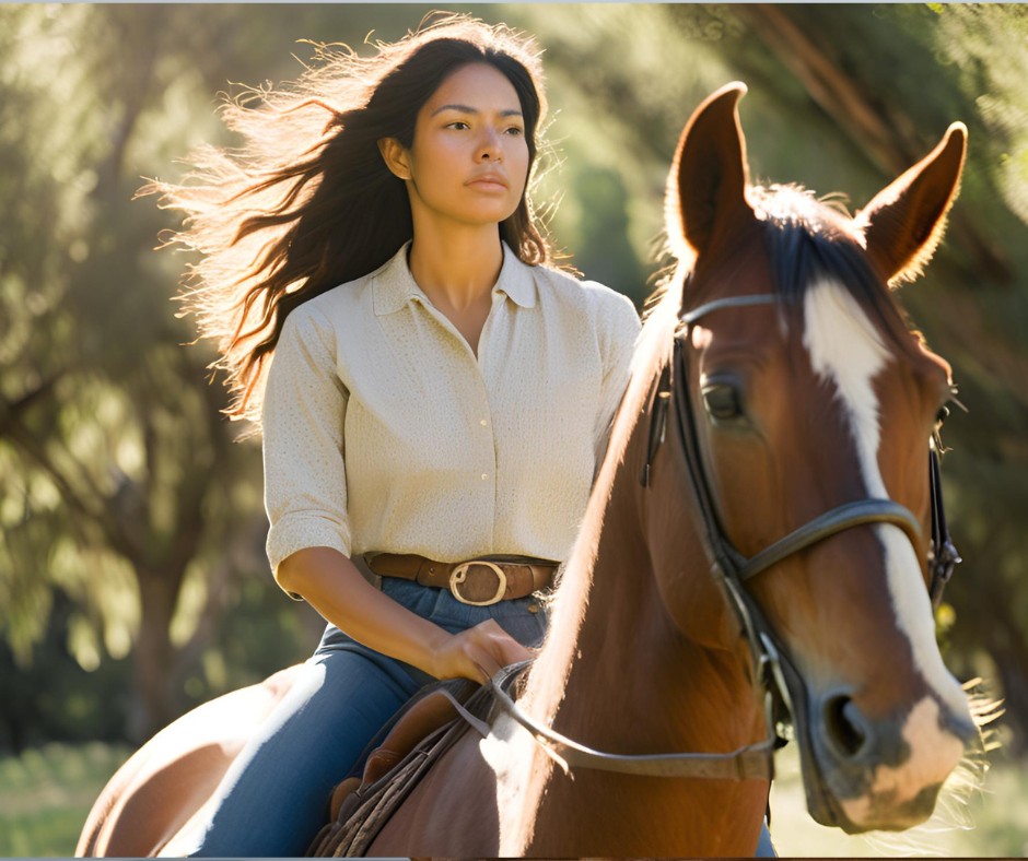 Rider practicing mindful breathing on horseback