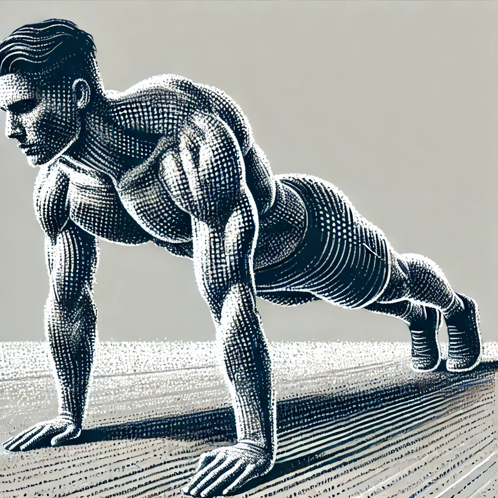  A dynamic image featuring a person performing a plank, emphasizing the strength and stability of the core muscles, set against a minimal gym background.