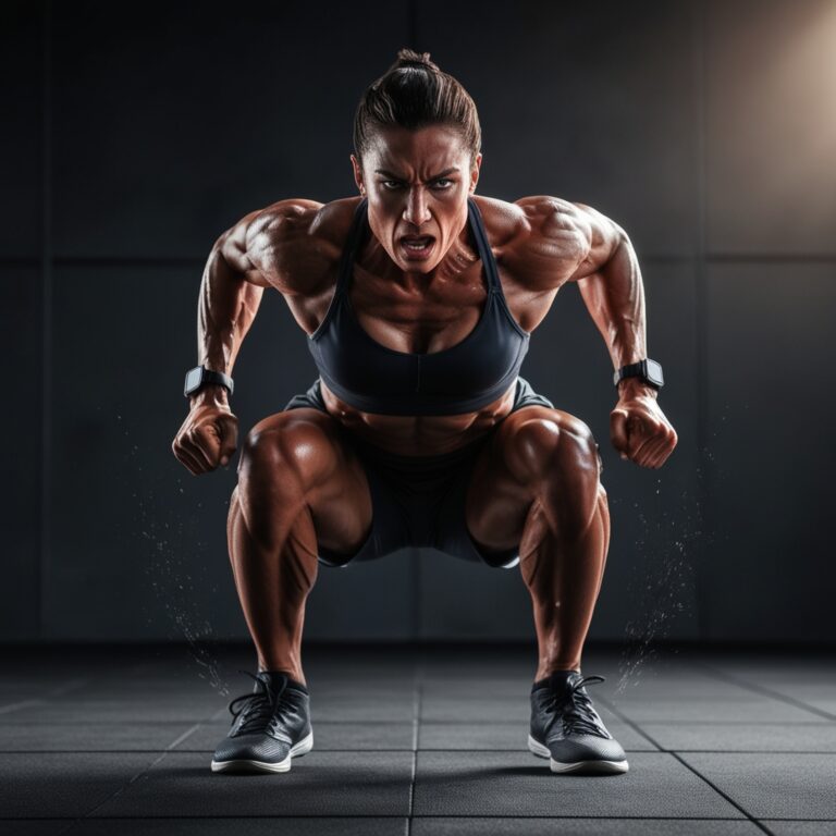 Person performing a high-intensity jump squat, representing dedication to a total body transformation.