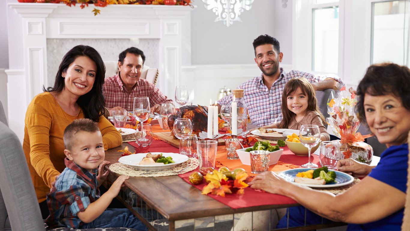 "Family practicing mindful eating during a holiday meal