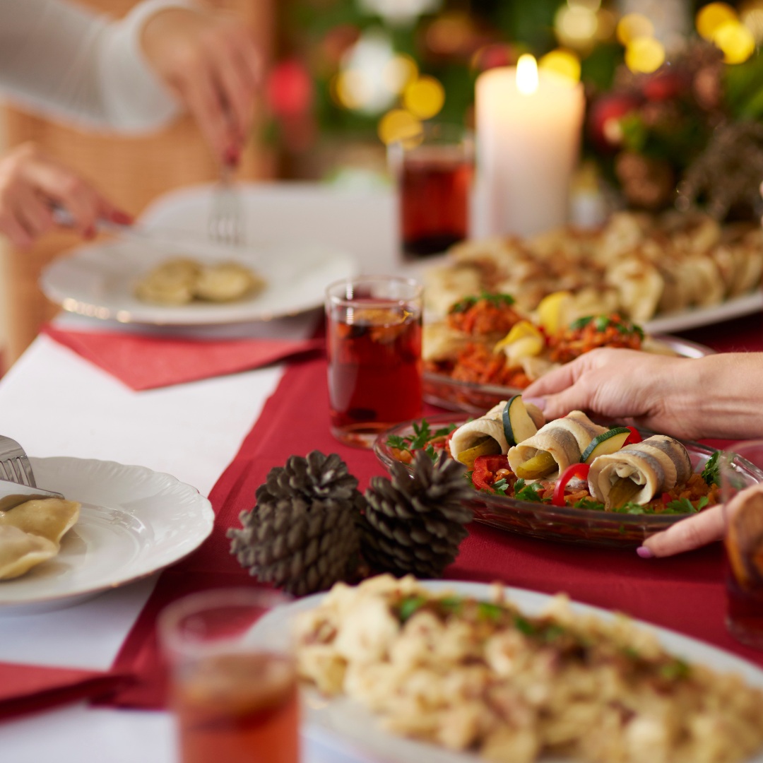 Practicing portion control with a smaller plate during the holiday season