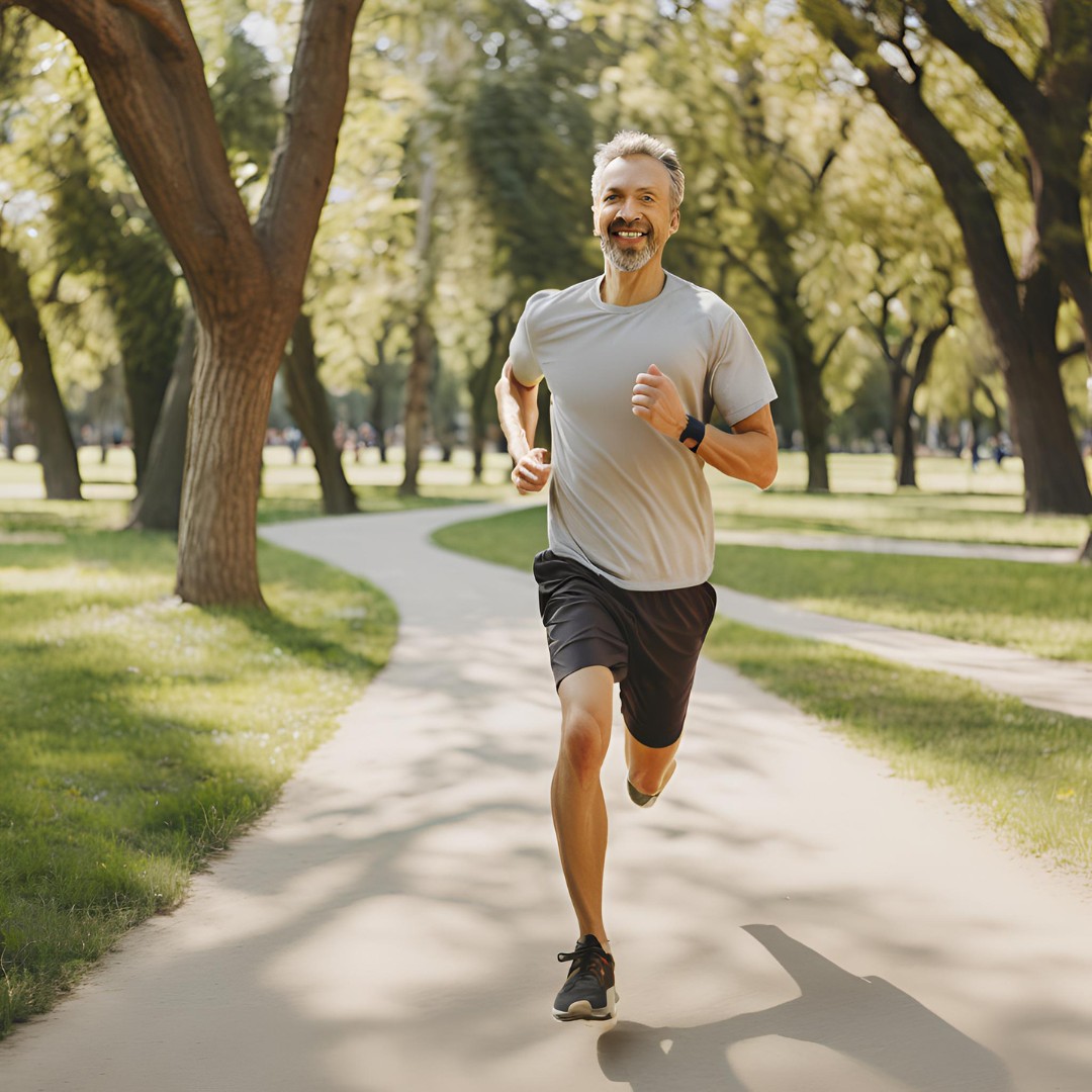  A person jogging in a park, highlighting the benefits of regular exercise.