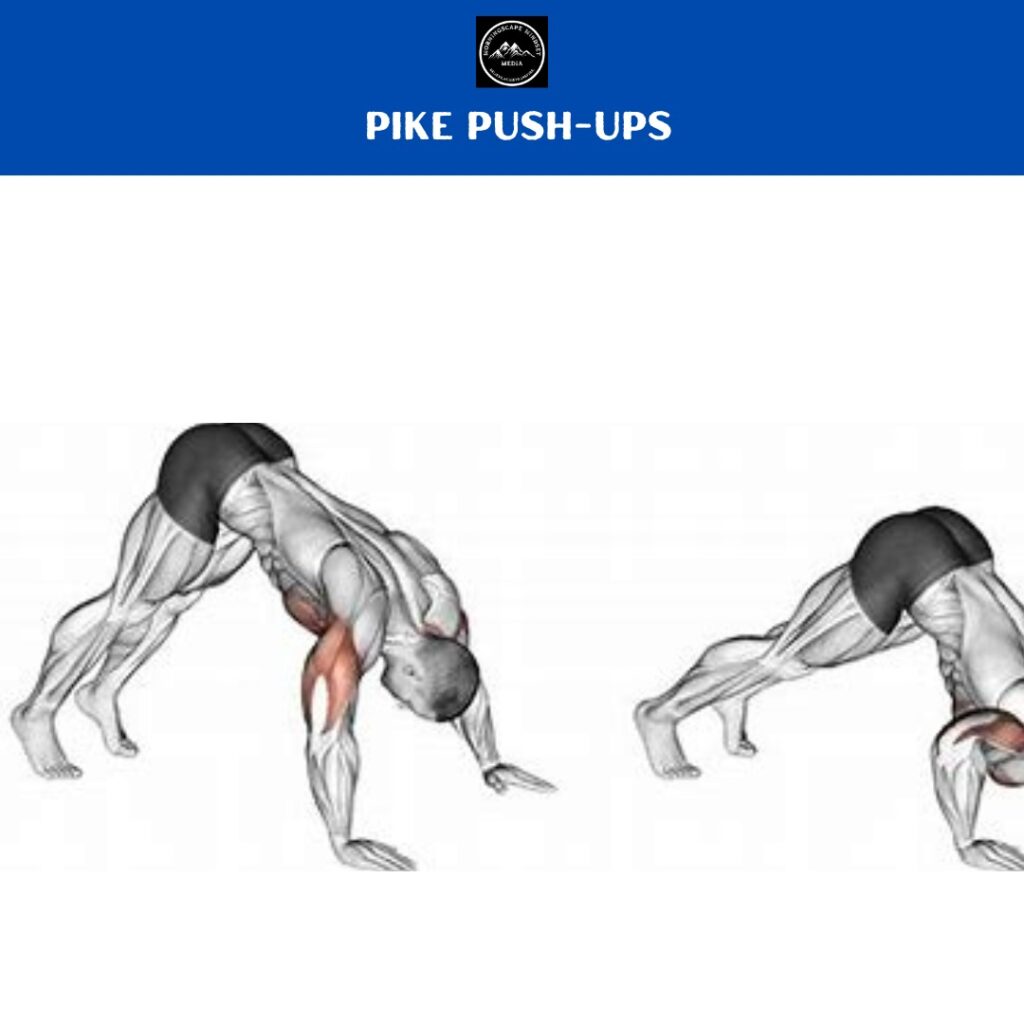 Pike Push up A person performing an pike push-up, highlighting shoulder strength and development.