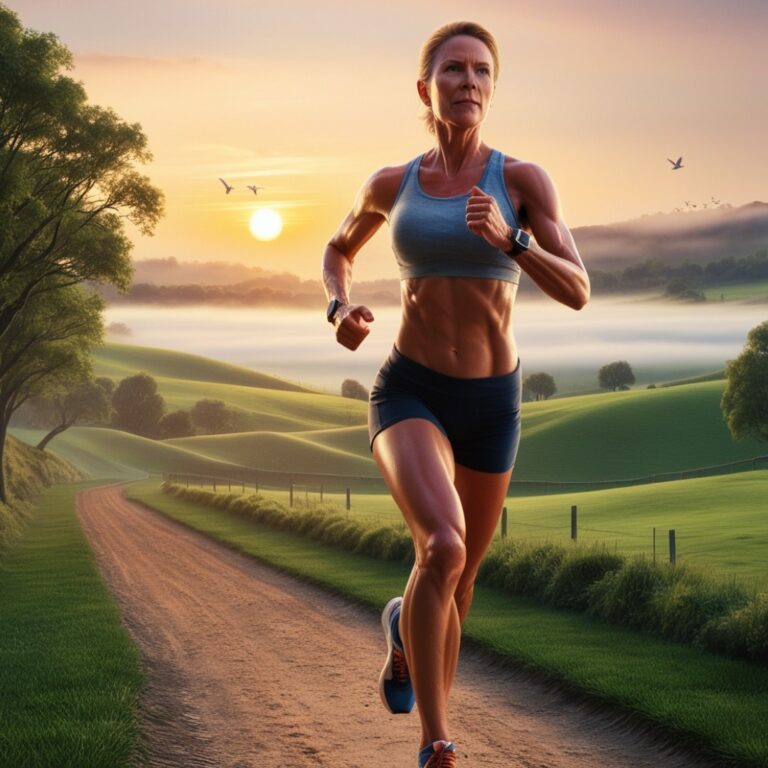 A person jogging at sunrise, symbolizing the benefits of regular exercise.