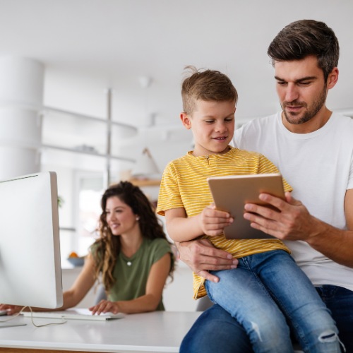 Family practicing mindfulness at home without technology. Family practicing mindfulness at home without technology.
