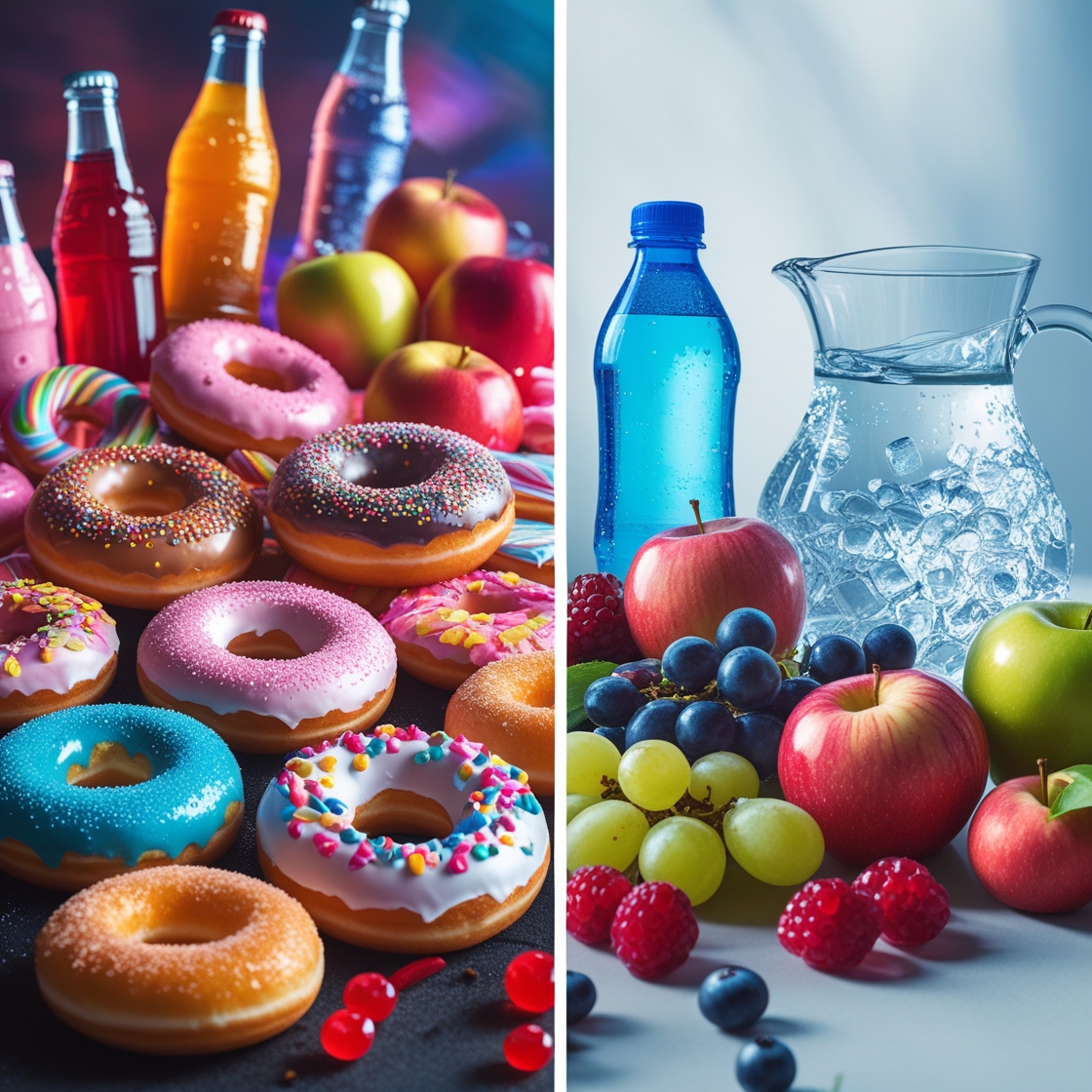 "Comparison of sugary foods and healthy alternatives."