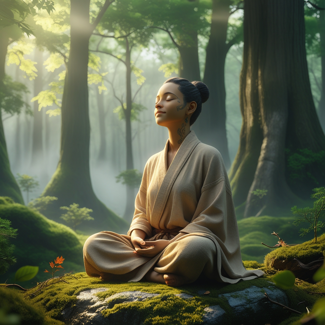 A person meditating in nature, representing mindfulness and cognitive wellness.