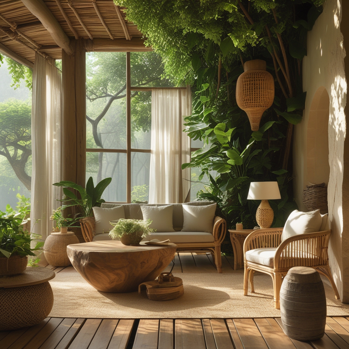 Serene_interior_spaces_filled_with_lush_gr_1 Examples of biophilic design elements in home interiors