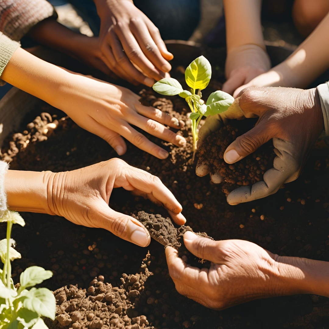 People actively gardening together in a community plot, showing practical People actively gardening together in a community plot, showing practical ways to build connection and combat loneliness.