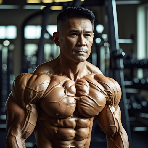 Man lifting weights in peak condition before illness.