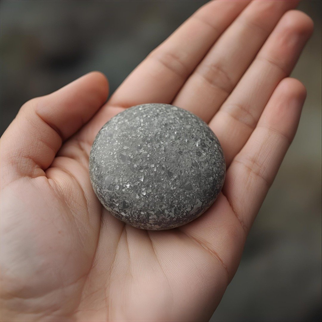 A close-up of a hand gently holding a smooth, calming stone, A close-up of a hand gently holding a smooth, calming stone, symbolizing a moment of quiet focus and tactile stillness.